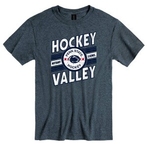 navy heather short sleeve t-shirt Hockey Valley Penn State Hockey puck